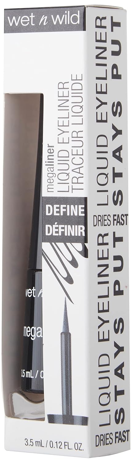 Wet n Wild MegaLiner Liquid Eyeliner - Intense Black Color for Bold Eye Looks