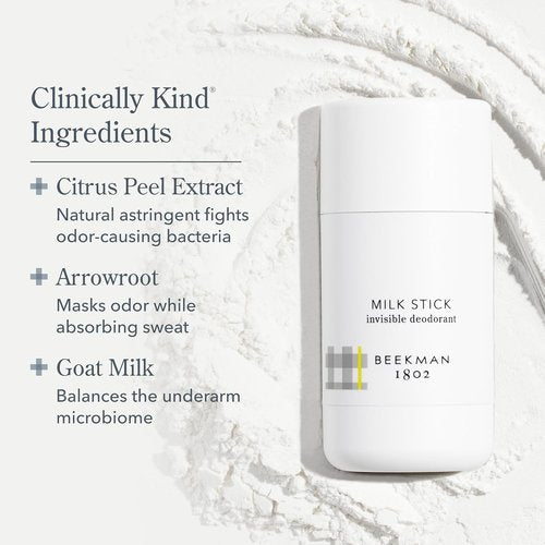 Beekman 1802 Milk Stick Deodorant - All-Day Invisible Formula - 2.5 oz - Aluminum Free & Sensitive Skin Friendly