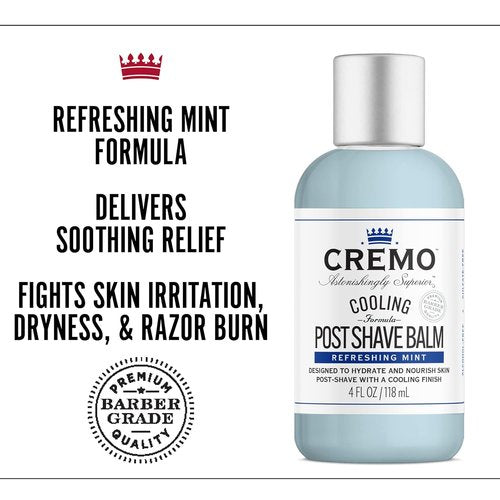 Cremo Cooling Formula Post Shave Balm - Soothes & Protects Skin from Irritation | 4 Oz