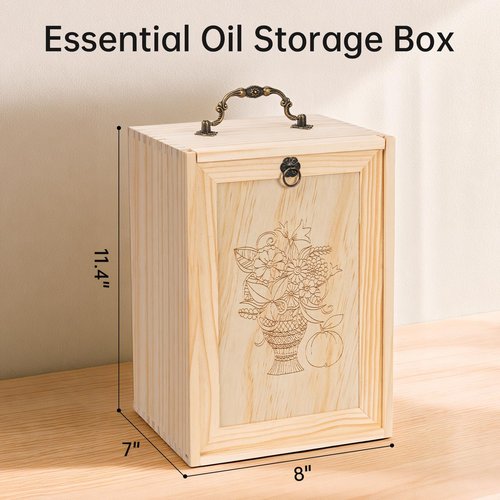 TORIBIO Essential Oils Box for 60 Bottles, Wooden Essential Oils Storage Organizer Holds 5 10 15 20 30 ml for Young Living & Doterra Bottles