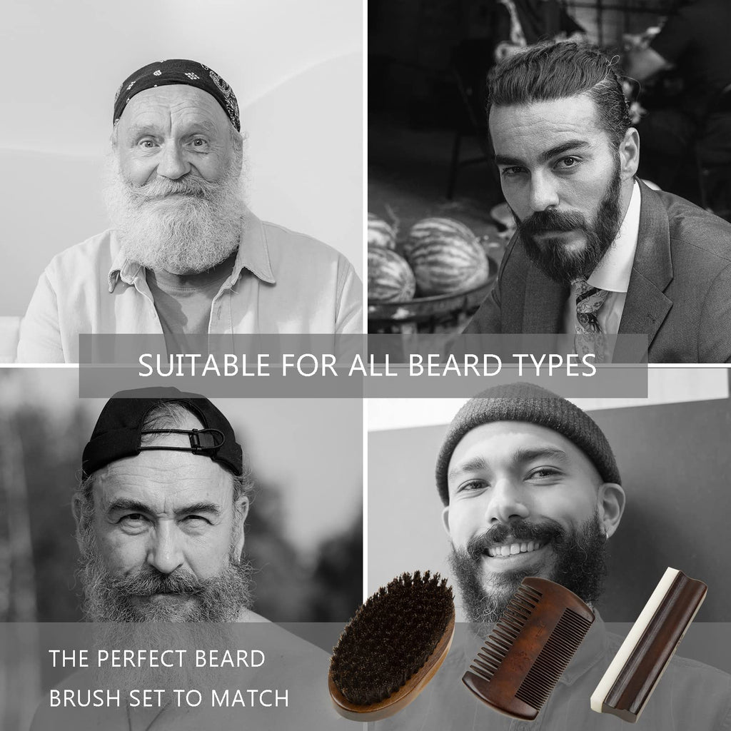 ZP Natural Beard Grooming Kit For Men - European Vintage Style w/Beard Comb, Beard Brush, Beard Bar - Focusing On Men's Beard Care, Mastering The Beards Of Men All Over The World