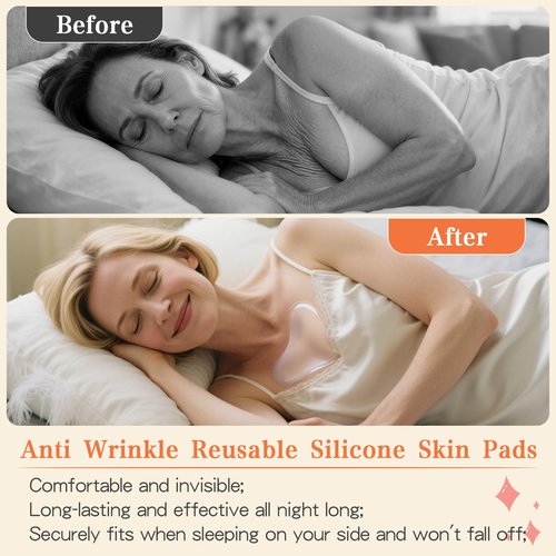 2 Pcs Silicone Chest Wrinkle Pads, Reusable Overnight Anti Wrinkle Patches, Neck Tape Lifting Invisible Anti Chest Wrinkles Chest Pads, An-ti Aging Silicone Patches For Wrin-kles, (1.5 Month Supply)