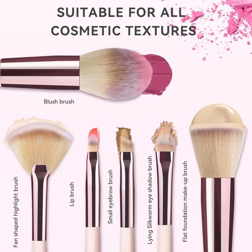 Trendy Teen Girl Gifts – Travel Makeup Brush Set with LED Light Mirror, Perfect Tween Birthday Gifts for Girls 11-16+ year old(Pink)