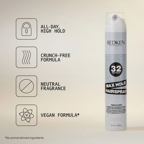 Redken Triple Pure 32 Hairspray - Extreme High Hold, Anti-Frizz Formula for All Hair Types