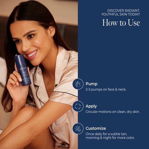 Mimosa Lane Self Tanner, 8-in-1 Age Defying Face Serum, Hydrating Gradual Tan, Sunless Tanner with Anti-Aging Hyaluronic Acid and Vitamin B, C, E, Fragrance-Free, Vegan, Dark, 1 oz
