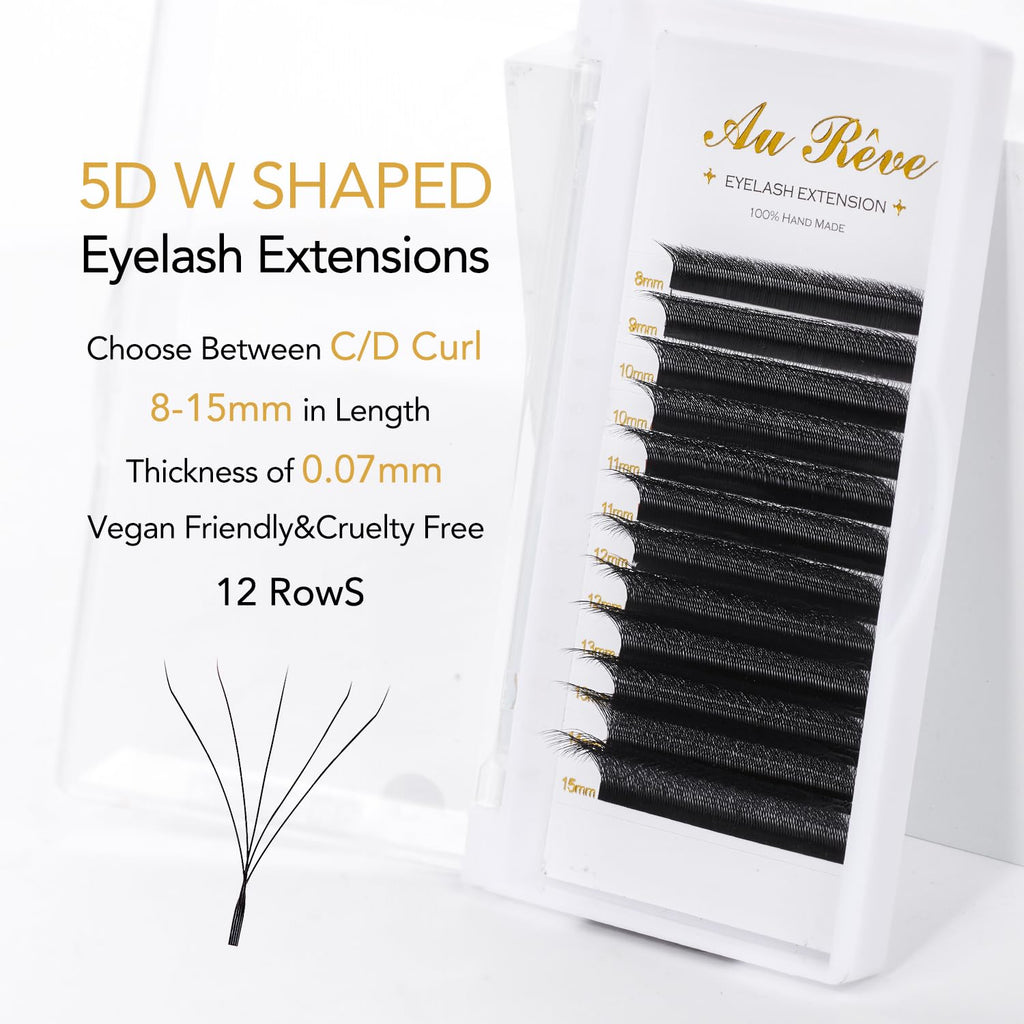 W Eyelash Extensions C Curl 0.07mm 8-15mm Mix Tray W Shaped 5D Volume Premade Fan Lashes Matte Black Cluster Easy Fans Lashes Professional Use YY Lash