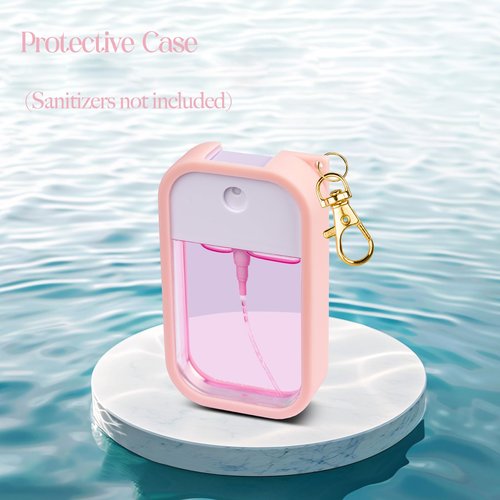 VANEST Silicone Case Compatible with Touchland Hand Sanitizer Spray, Protective Case with Keychain for Power Mist and Glow Mist 1 fl oz, Hand Sanitizer Spray Accessory (Colourful 2, 3 Pack)