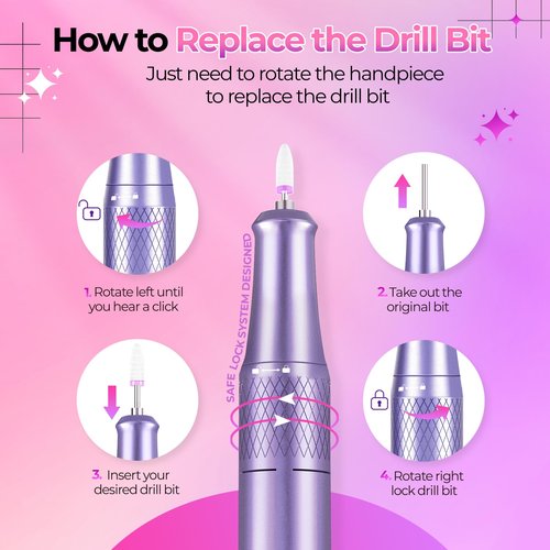 GOLEEXU Nail Drill Electric File: 40000RPM Professional E File Kit E File Machine Filer for Shaping, Buffing, Removing Acrylic Gel Nails, Manicure Pedicure Kit with 12Pcs Nail Bits, Home Salon Use