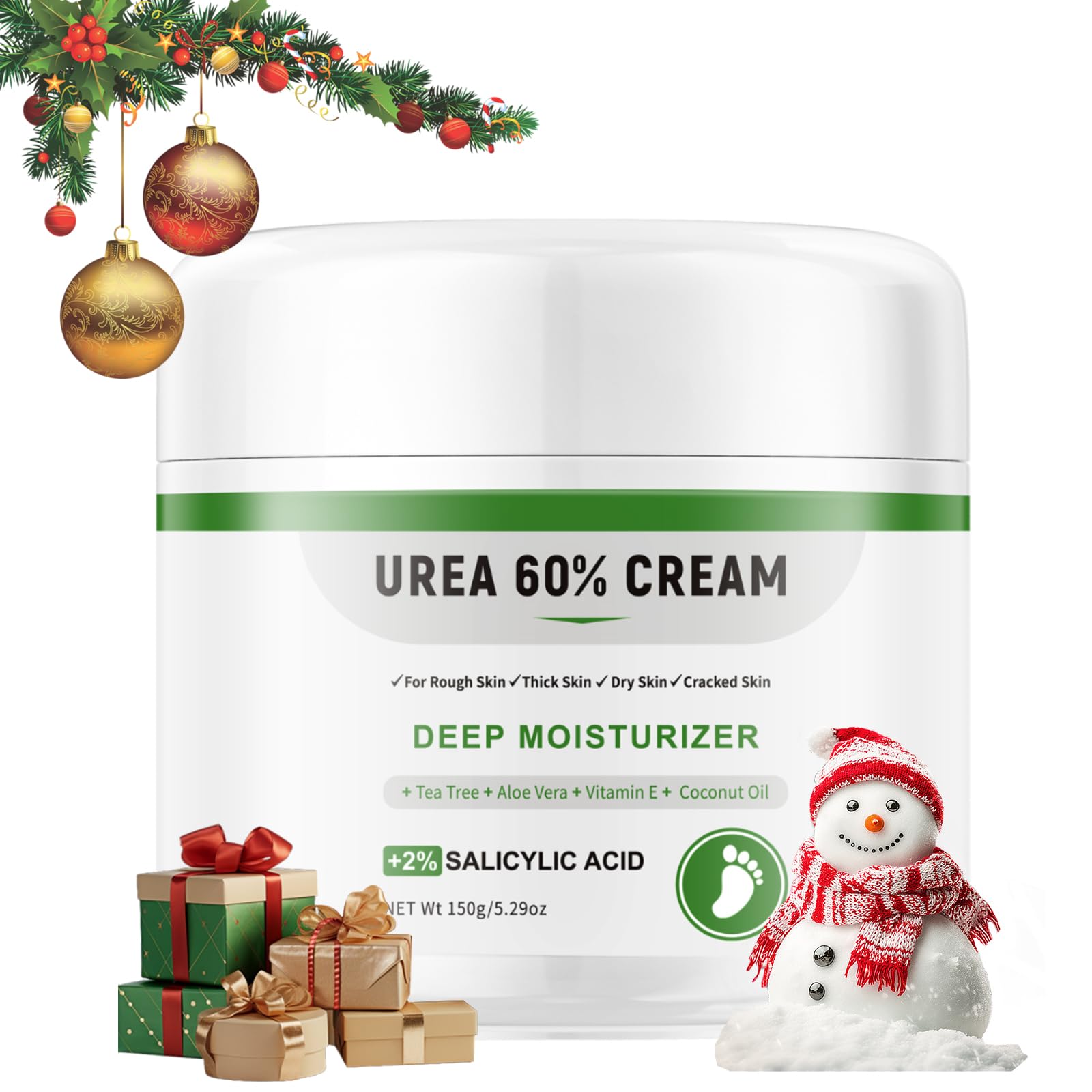 YAFUSIPE Urea Cream 60 Percent For Feet Maximum Strength Plus Salicylic Acid 2%, Tea Tree Foot Lotion For Dry Feet, Foot Cream Intensive Repair Foot Moisturizer 5.29oz