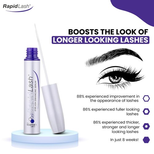 RapidLash Eyelash Enhancing Serum with HEXATEIN 1 Complex – Lash Serum for Eyelashes Conditioning & Hydrating – Longer-Looking, Fuller and Thicker Appearing Lashes – 3 mL / 0.1 fl oz