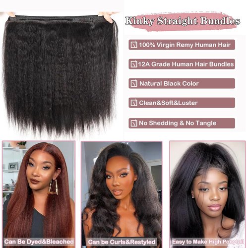 Human Hair Bundles 20 Inch Kinky Straight Single Bundle 100% Unprocessed 12a Brazilian Virgin Yaki Straight 1 Bundle Kinkycurly Human Hair Weave Bundles Real Human Hair Extensions
