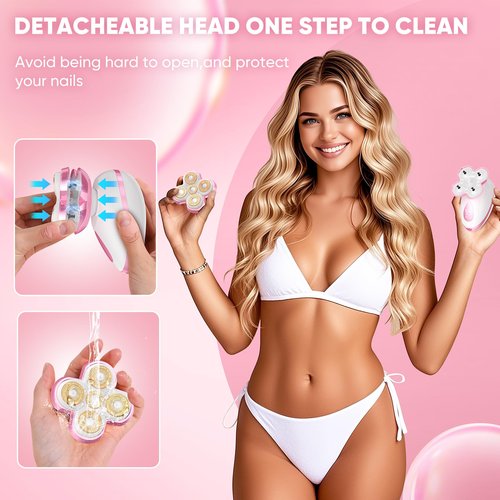 Electric Razors for Women - Upgraded Magnetic Electric Shaver for Women, Cordless Painless Hair Remover for Legs Bikini Face, Lady Trimmer for Sensitive Skin, Detachable and Waterproof, Pink