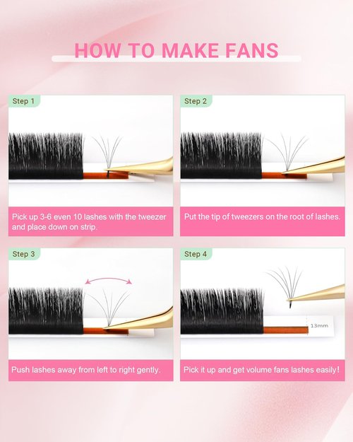 NAGARAKU Easy Fan Eyelash Extensions Volume Lash 0.03 CC Curl 8-15mm Mix Tray Rapid Blooming Faux Mink Cluster Easy Fanning Pestañas Soft Natural Lashes Supplies for Beginners & Professional Salon