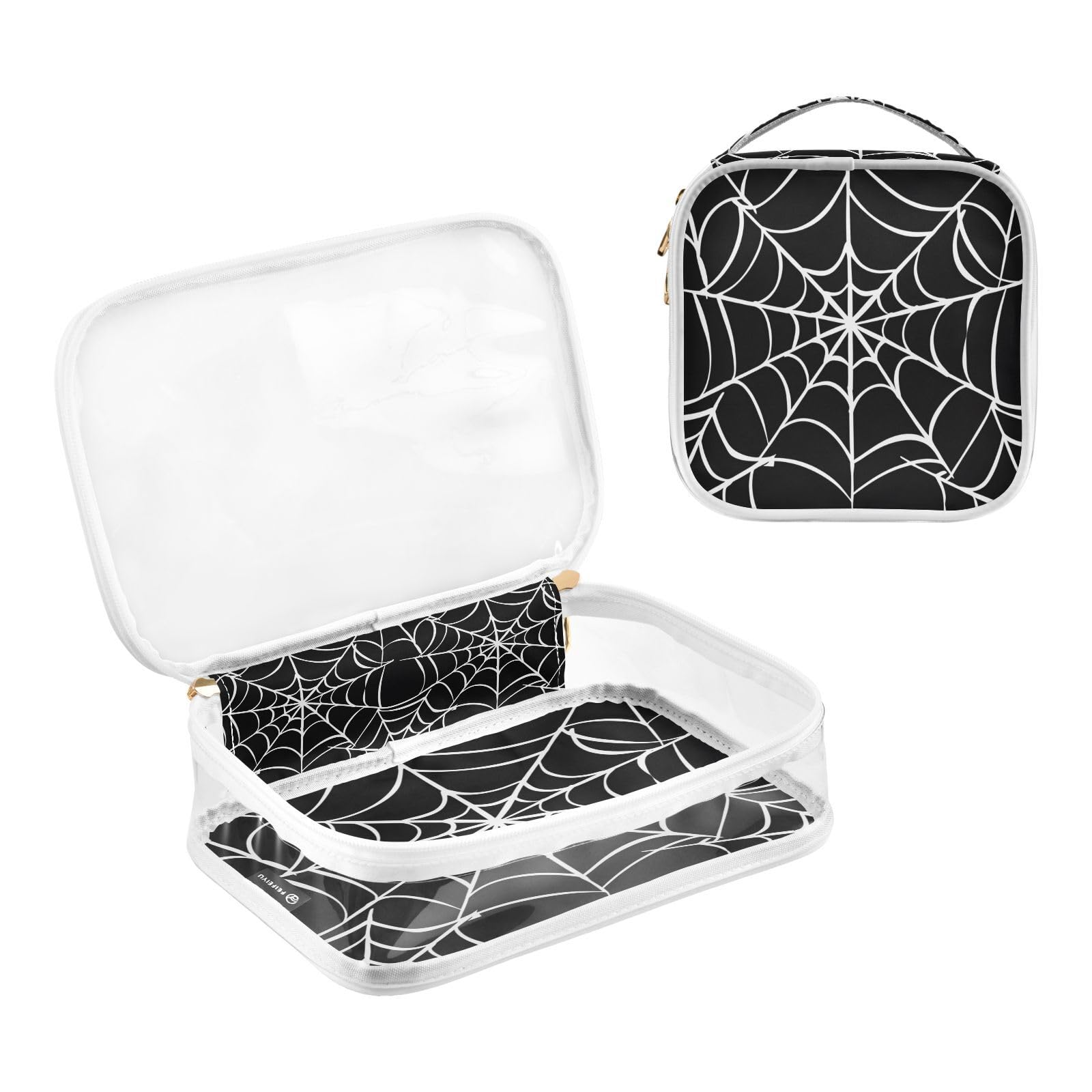 ZOEO 2 Pack Clear Makeup Bag, Goth Spider Web Car Pouches For Organization Waterproof Travel Toiletry Bags For Women Girl