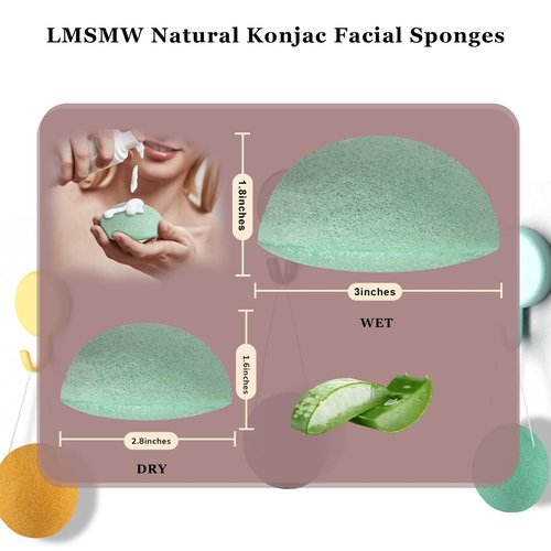 Organic Konjac Cleansing Facial Sponges Set - Gentle Exfoliating Konjac Sponge Scrubbers for Face Body Washing with Activated Charcoal, Natural Skincare Tools for Oily Dry Combination Sensitive Skin