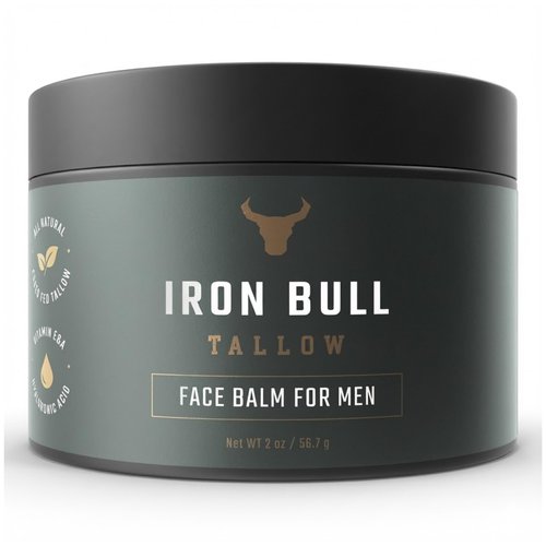 Iron Bull Handmade Beef Tallow for Face. Wrinkle Defense Tallow Face Moisturizer for Men. Treats Dry Skin, Wrinkles & Signs of Aging. Mens Facial Moisturizer All Skin Types. Natural Clean Scent 2 oz
