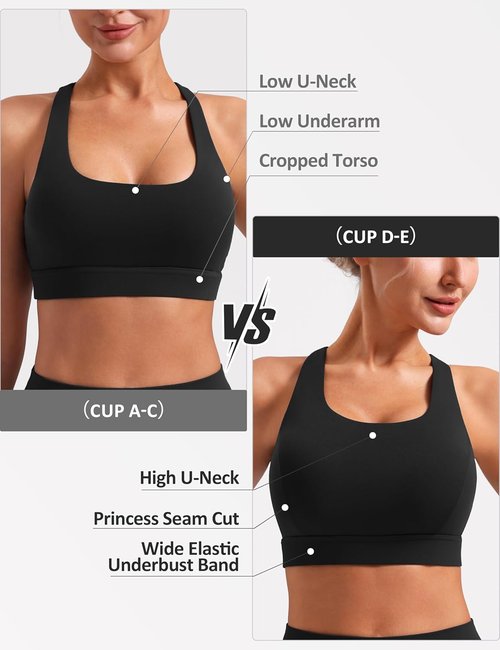 POSHDIVAH Women's Mid-Impact Sports Bra - Removable Padding & Criss Cross Back for Yoga, Running & Gym