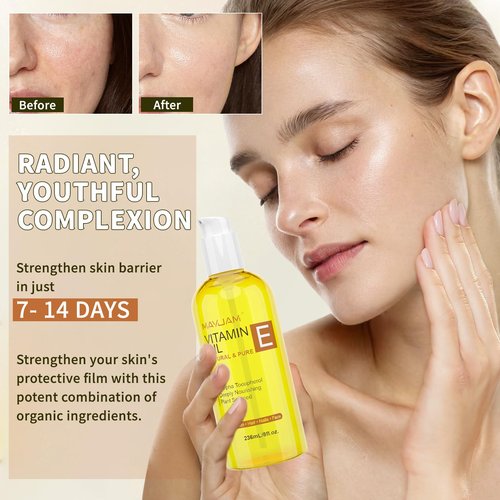 MAYJAM Organic Vitamin E Oil 50,000 IU for Skin, Pure & Natural Vitamine oils for Scars Hair, Face, Nail, Scalp Bath and Body Oil, Tocopherol to Repair Damaged Skin, Moisturizing Dry Skin, 8 Fl Oz