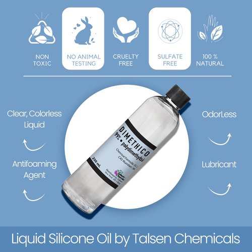 Talsen Chemicals Dimethicone Oil Pure (1 Liter / 33.81 Fl Oz) DIY Pure Dimethicone Cosmetic Grade Skin Moisturizer and Head Lice Treatment, Liquid Silicone for, Gun Oil