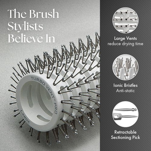 Olivia Garden Ceramic + Ion Turbo Vent Pro Hair Brush - Fast Drying & Smoothing | Ideal for All Hair Types