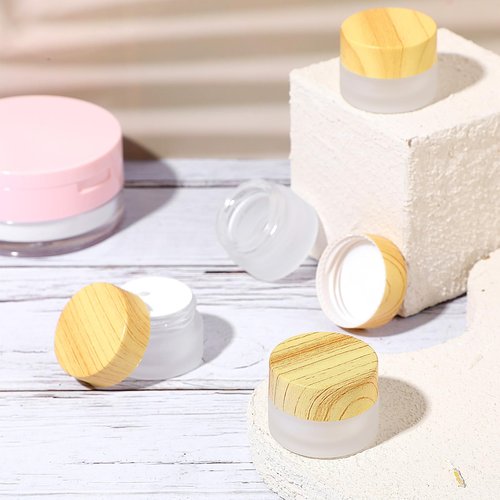 Molain 10 PCS 5 Gram Glass Cosmetic Containers Empty Sample Jars with Leak Proof Lids, Mini Makeup Sample Containers for Lotion Lip Balm Eye Cream Refillable (5 ML)