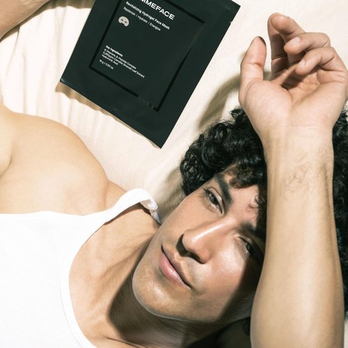 HommeFace Men’s Revitalizing Hydrogel Facial Mask Set - Hydrating Anti-Aging Sheet Masks | 5ct, Beard-Friendly, Korean Skincare