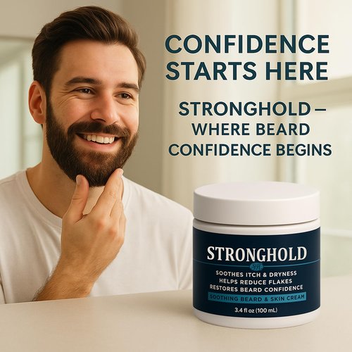 EBEHDOQ Stronghold Beard Cream – Plant-Based Beard & Skin Balm • Helps Comfort Dry, Itchy Skin • Lightweight Daily Moisturizer for Facial Hair