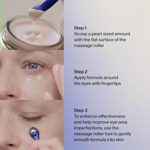 Shiseido Vital Perfection Eye Cream - Uplifting & Firming Formula - 15 mL with Massage Roller Tool