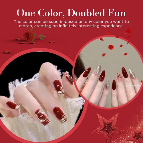 AZUREBEAUTY Dip Powder Nail Kit - 4 Colors Red Burgundy Berry | Complete Dipping Powder System for DIY Manicure