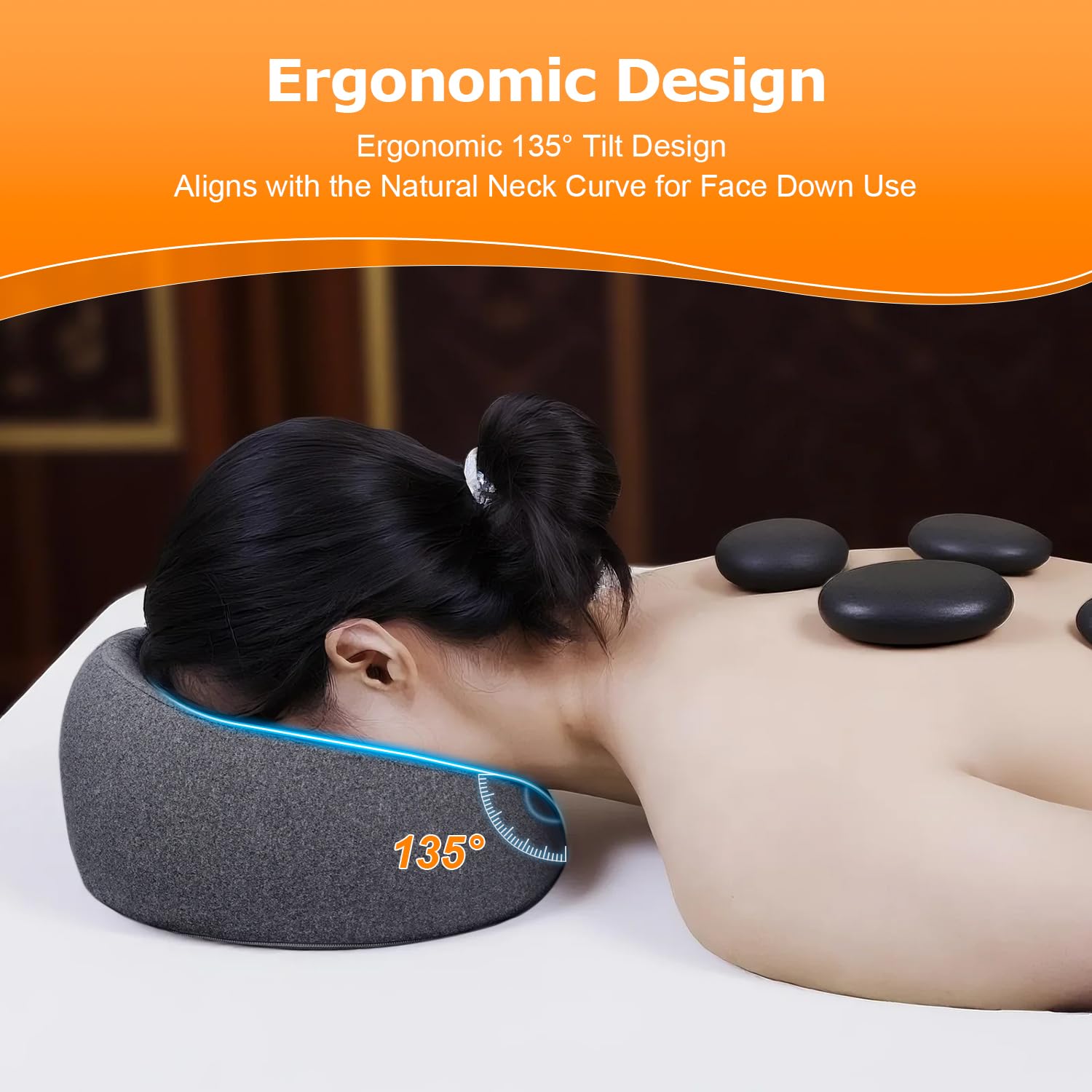 Zonngoo Massage Face Cradle Headrest for Bed,Face Down Pillow Massage Sleeping,BBL Pillow After Surgery,Post Eye Surgery Recovery,Pillow for Stomach Sleeper (Dark Gray Pro)