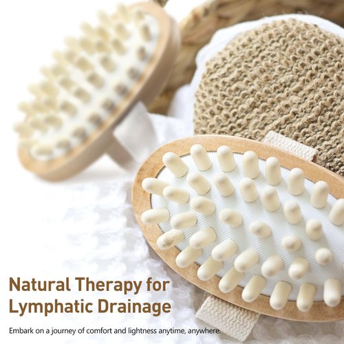 Kootinn 2 Pack Natural Wooden Anti Cellulite Massager Wood Hand-Held Massager Body Brush Muscle Relax Sauna Spa Head Massage Brush