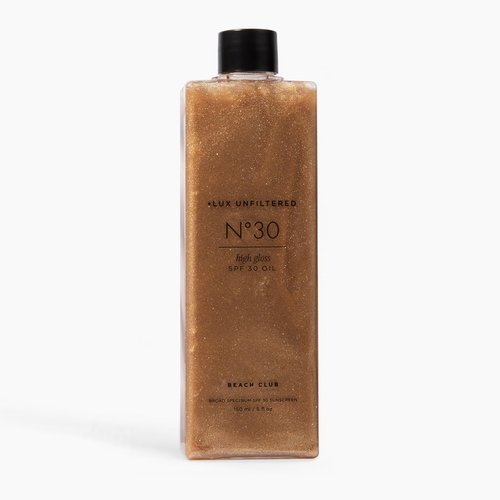+ Lux Unfiltered N°30 Shimmer Body Oil with SPF 30 - Hydrating & Nourishing High Gloss Tanning Oil, Instant Bronze Shimmer Sunscreen - Oxybenzone Free - Broad Spectrum Sunscreen SPF 30