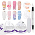 MIZHSE Solid Builder Gel for Nails, Non-Sticky Clear and White 3D Nail Art, Sculpting Building Hard Gel with Dual Form Silicone Pen for Carving Patterns Decoration Nail Art Manicure Home DIY