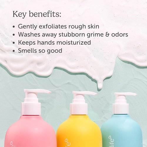 Nectar Life Exfoliating Hand Wash - Volcanic Pumice & Shea Butter for Soft Hands | Lemon Scent
