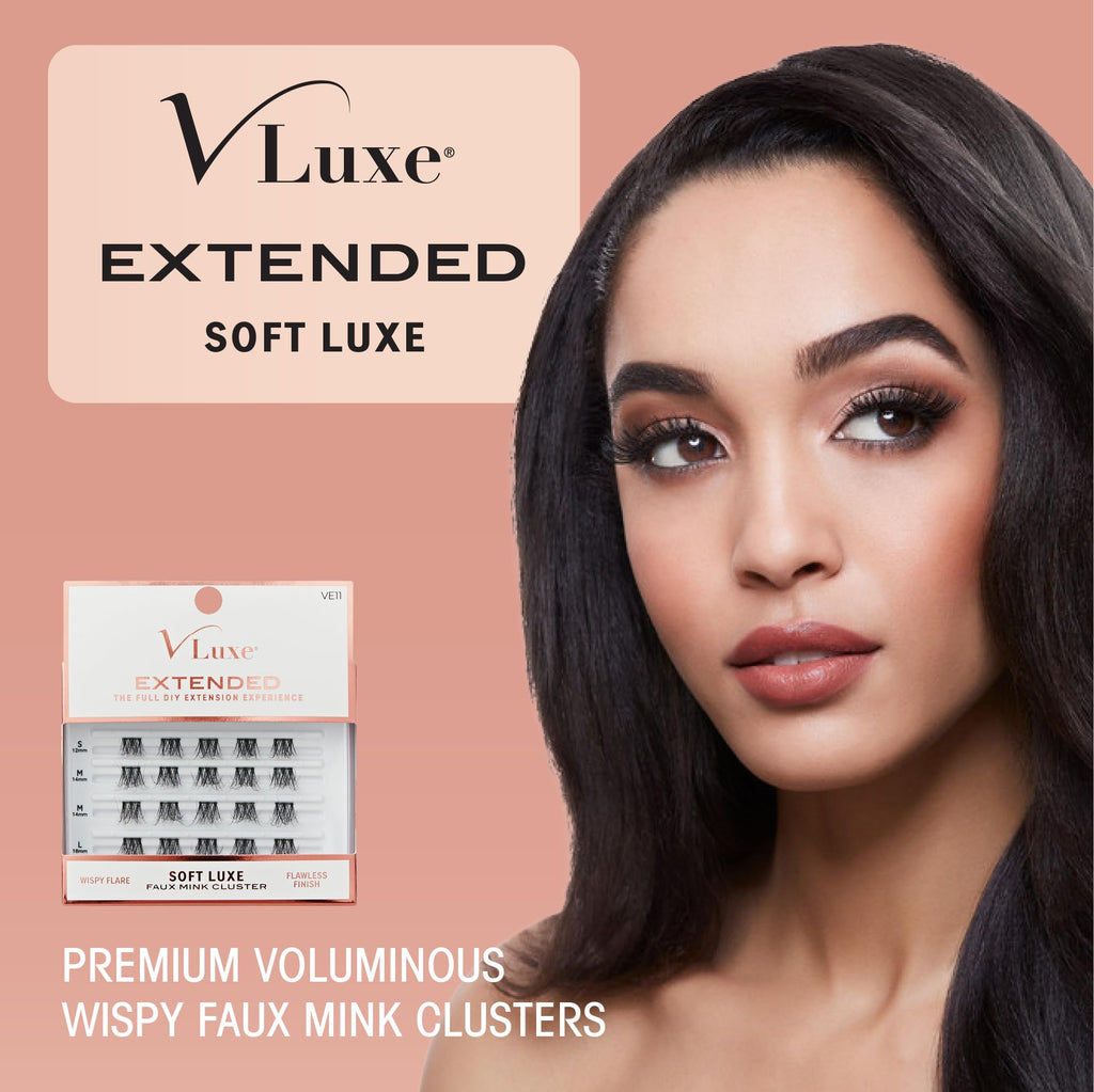 VLuxe Soft Luxe Faux Mink Lash Cluster, 12-16mm Seamless DIY Lash Extensions, Volume & Wispy Fans, Luxurious Soft Fibers, Ultra Comfort False Eyelashes with Lightweight Thin Band for Natural Blending