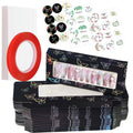 Yazabai 74PCS Press on Nails Packaging Box Set Includes 35PCS Empty Nail Package Box 35PCS White Background Paper 1 Double Sided Tape and 3 Thank You Stickers for Press on Nail Business