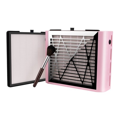BRANTMAKER Nail Dust Collector with Brush and 2 Reusable Filters, 60W Vacuum Dust Fan for Acrylic Nails (pink)