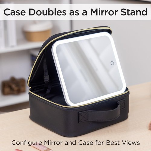 iHome Travel Makeup Bag with LED Mirror, Makeup Organizer with Lighted Mirror, Ideal Travel Essentials for Women (iCVS20)