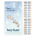 Heyhae Semi Cured Gel Nail Strips | No LED Lamp Needed | Winter, Ombre | Easy Apply & Remove, Salon Quality | Includes 28 Strips, 1 Prep Pads, Nail File & Wooden stick - Hey, Icy Queen