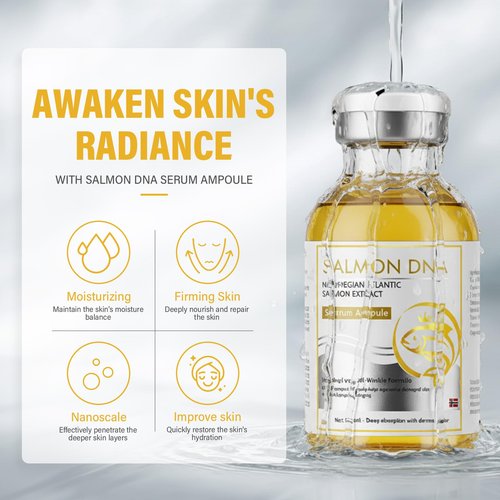 Salmon DNA Serum, Microneedling Ampoule for Wrinkles, Scars & Skin Repair for Face and Body, Intense Hydration & Anti-Aging Treatment