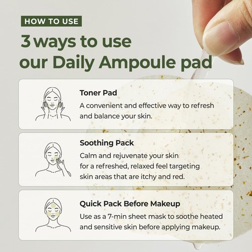 Rbfy. Daily Ampoule Pad (100 Pads) – Korean Vegan Toner Pads for Soothing, Calming & Deep Hydration | for Dry, Stressed, and Sensitive Skin | Centella Asiatica & Panthenol | Korean Skincare