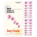 Heyhae Semi Cured Gel Nail Strips | No LED Lamp Needed | Pink, Valentines | Easy Apply & Remove, Salon Quality | Includes 28 Strips, 1 Prep Pads, Nail File & Wooden Stick - Hey, Born to Sparkle