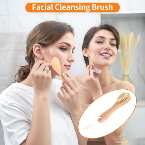 4 Pcs Dry Brush Set, Dry Brushing Body Brush for Lymphatic Drainage, Dry Brush for Body Lymphatic Drainage, Dry Body Brush, Body Dry Brush, Skin Brush for Dry Brushing, Dry Brushes