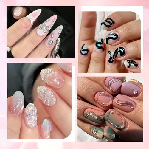Fcozpjk 3D Gel Nail Art Kit – No Wipe Black and Clear Sculpting Gel for Embossing Painting Design with Gold Silver Chrome Powder 3D Liner Gels Flowers Carving Modeling Decor Salon Supplies 15ML 2PCS