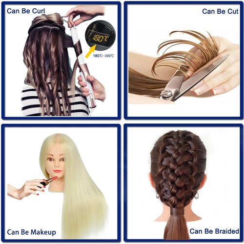 NAYOO Blonde Mannequin Head with Hair and Stand, 60% Real Hair Mannequins to Practice on, Doll Heads for Girls(Makeup)