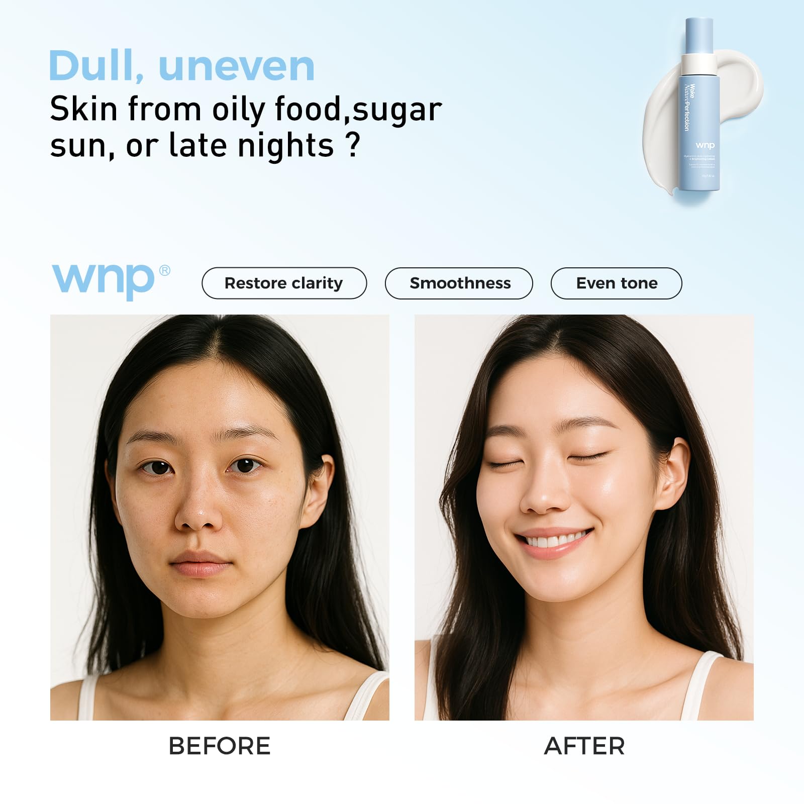 WNP Hyaluronic Acid Hydrating & Brightening Lotion: 4D Hyaluronic Acid, 2% Niacinamide, 377, Vitamin C Deep Moisture & Radiance Boosting Facial Moisturizer Vegan SkinCare for All Skin Types