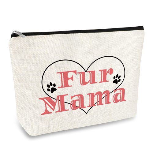 Fur Mama Gifts Dog Cat Lover Gift Makeup Bag for Women Animals Lover Gift Cosmetic Bag Dog Mom Gifts Veterinarian Gift Vet Techs Gifts Christmas Birthday Gift for Animals Lover Friends Travel Pouch