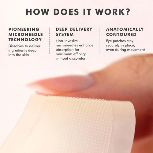 Skyn ICELAND Microneedle Under Eye Patches - 39% Hyaluronic Acid & Peptides for Fine Lines | Vegan, 1 Pair