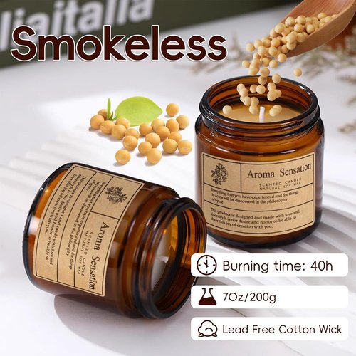 Skiennix Organic Coconut Vanilla Candles - Non-Toxic Soy for Stress Relief & Meditation (7oz)
