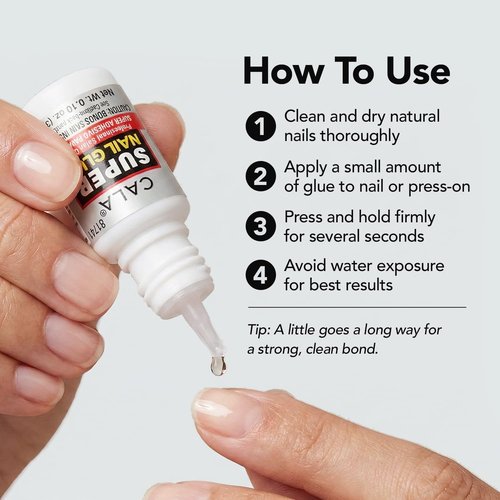 CALA Super Nail Glue – Professional Quick Dry Nail Glue Adhesive for False Nails, Tips & Art Accessories – Salon Quality Strong Hold for Natural Nail Repair (Pack of 4)